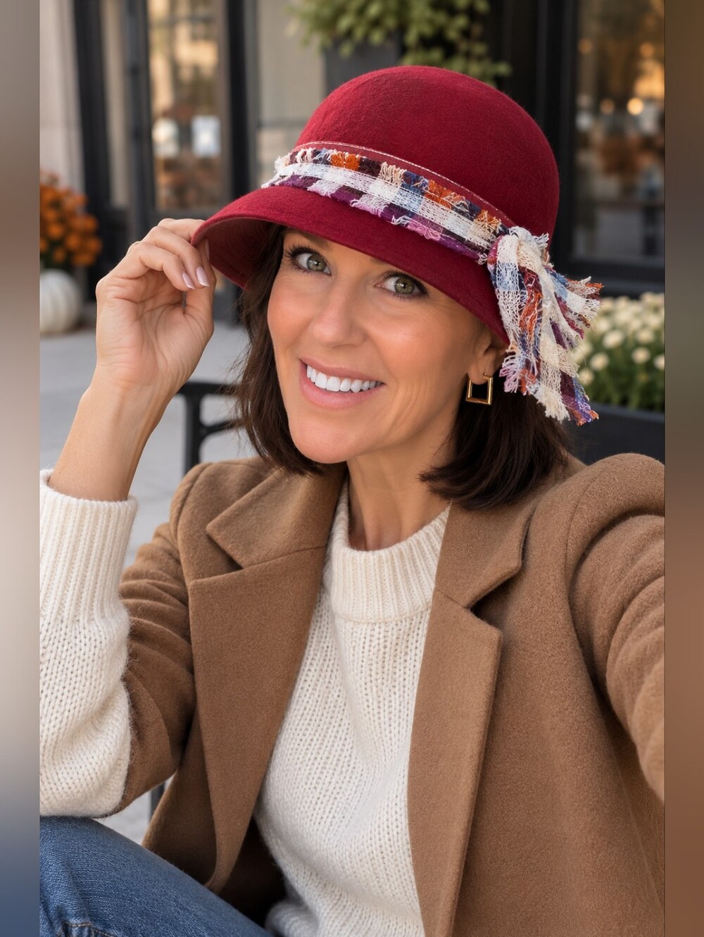 San Diego hat co. Red wool cloche hat